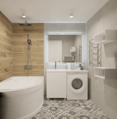 Дизайн ванной в скандинавском стиле.