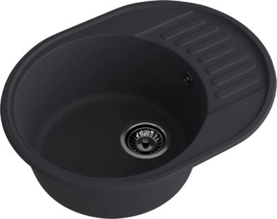 Мойка SANTREK AQUA Ovola SAO617 чаша + крыло 617*480 мм (черный) (+сифон)