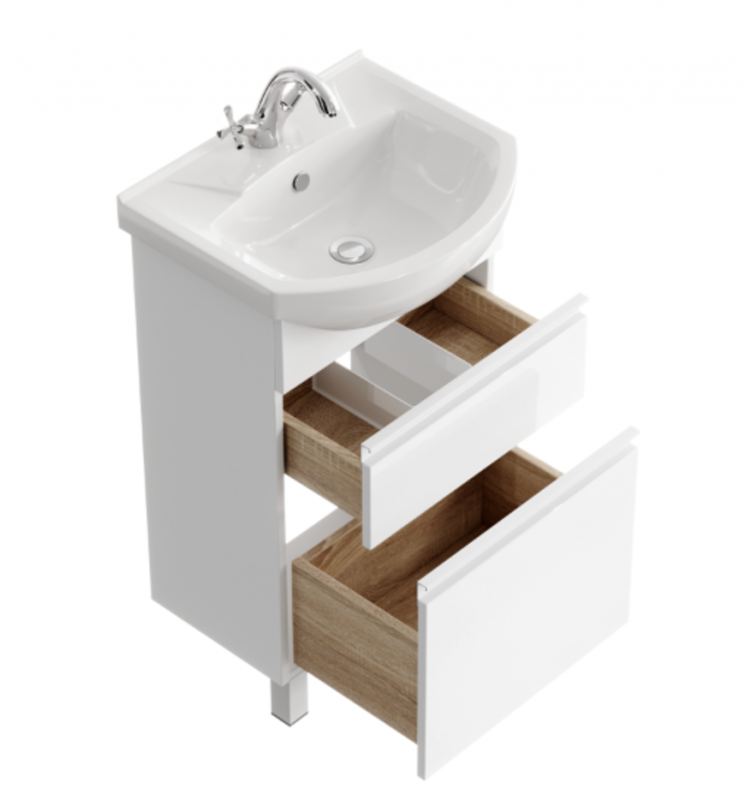 Тумба Rodos T5/2н напольная, цвет белый + рак. Элеганс 50