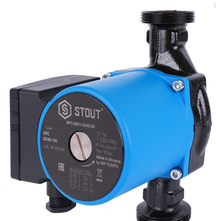 Насос циркуляционный Stout 25-60/130 220/240V 50Hz с латунными гайками G 1 1/2 x Rp 1