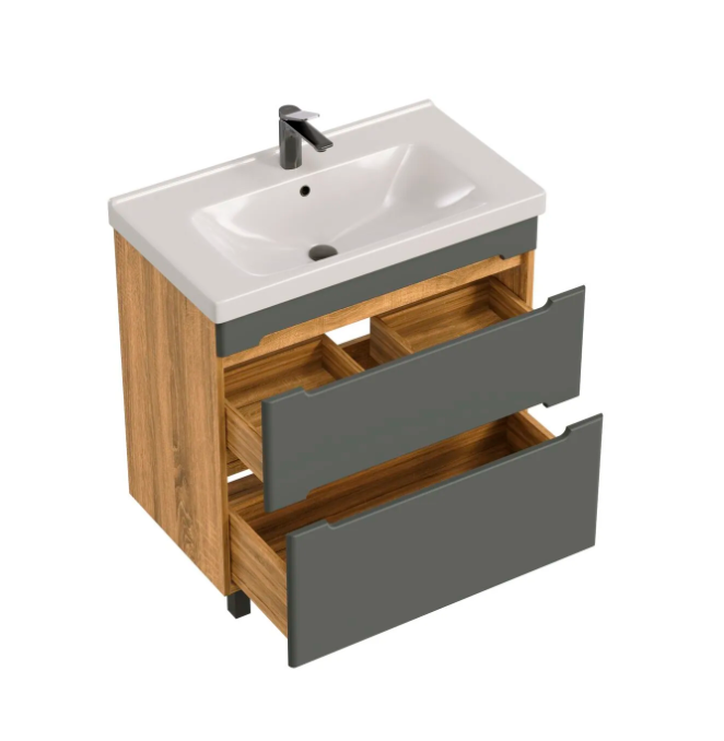 Тумба напольная SanStar Diva 80 Без раковины для ванной комнаты Дуб вотан, графит софт