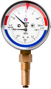 Термоманометр D80 (заднее. подключение) 1/2, 10 бар, 0-120C