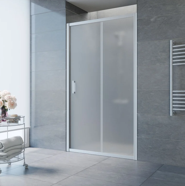 Дверь в душевой проем ZP NOVO 130 07 10 профиль матовый хром стекло сатин (вы 1900мм) рег 128-133